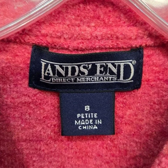 Lands End Boiled Wool Jacket Womens 8 Petite Pink Button Front Preppy Statement - Picture 6 of 8